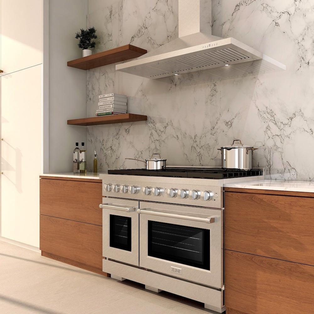 48in. 6.7 cu. ft. 8 Burner Double Oven Gas Range in DuraSnow Stainless Steel SGRS48