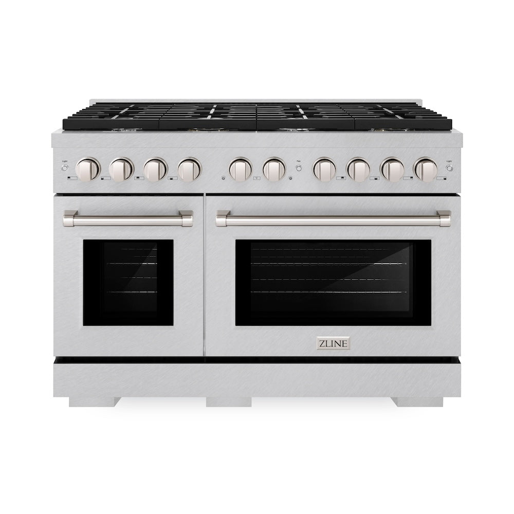 48in. 6.7 cu. ft. 8 Burner Double Oven Gas Range in DuraSnow Stainless Steel SGRS48