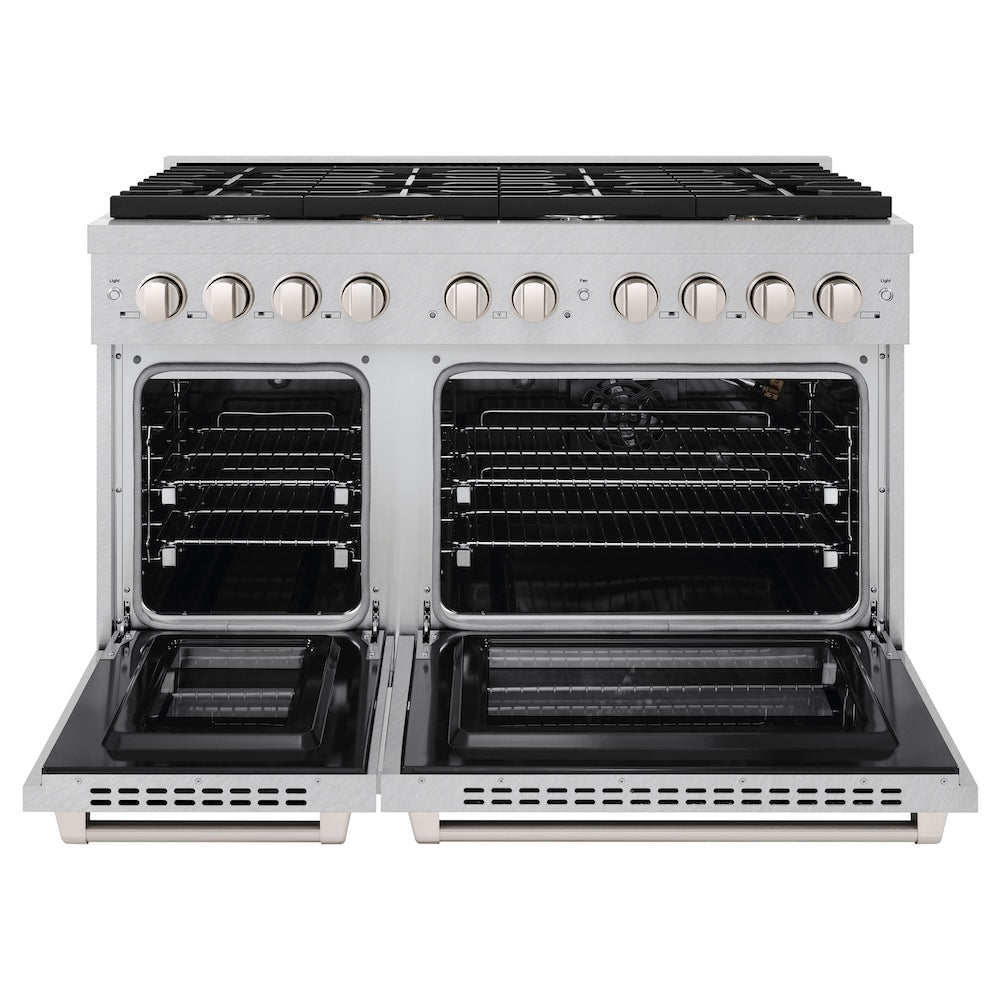 48in. 6.7 cu. ft. 8 Burner Double Oven Gas Range in DuraSnow Stainless Steel SGRS48