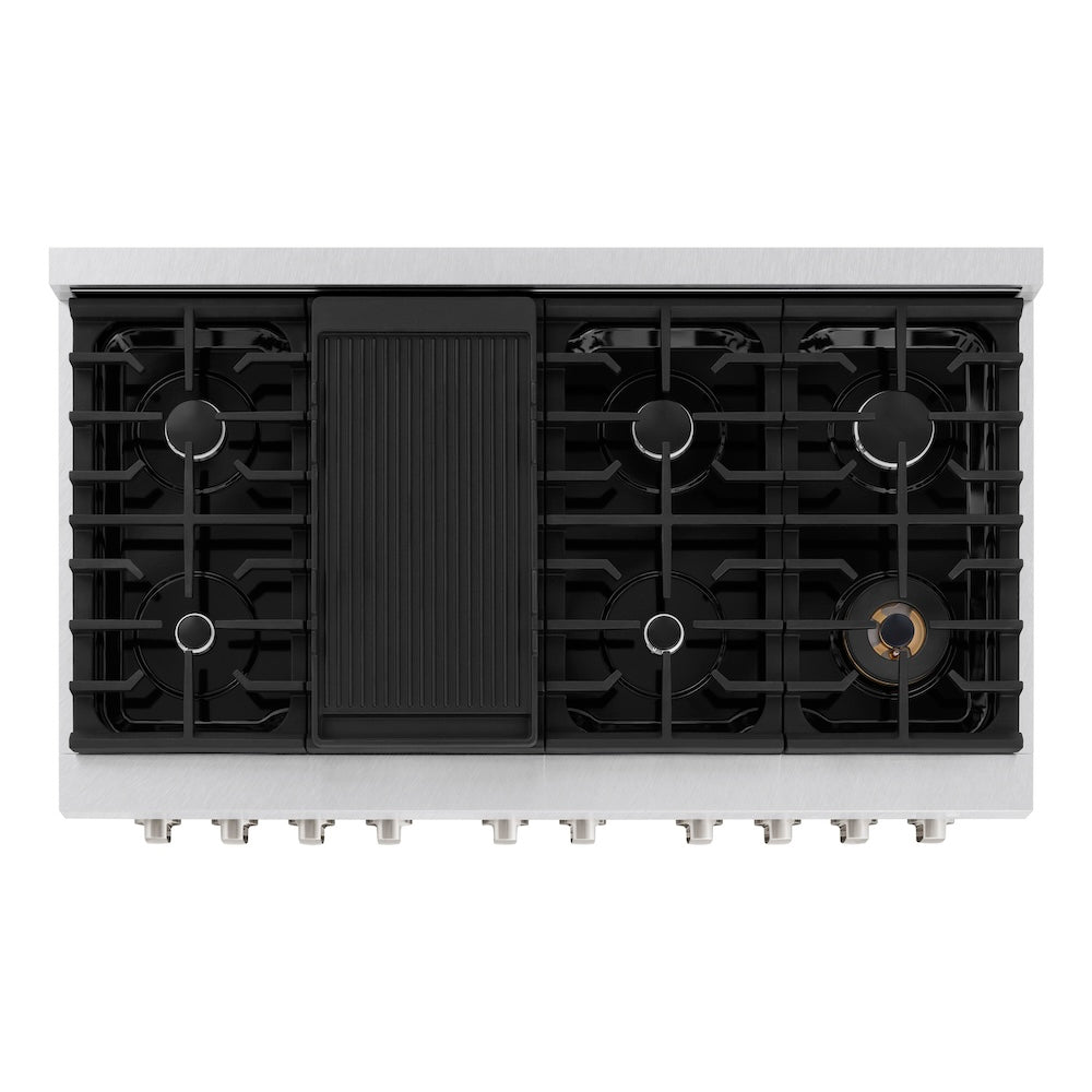 48in. 6.7 cu. ft. 8 Burner Double Oven Gas Range in DuraSnow Stainless Steel SGRS48