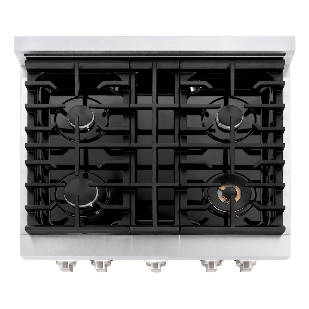 30 In. 4.2 Cu. Ft. Paramount Gas Range With 4 Burner Cooktop And Convection Gas Oven In Satin Stainless Steel With Black Matte Door SGRSBLM30