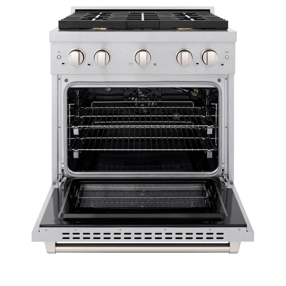 30 In. 4.2 Cu. Ft. Paramount Gas Range With Convection Gas Oven In Satin Stainless Steel With 4 Brass Burners SGRSBR30