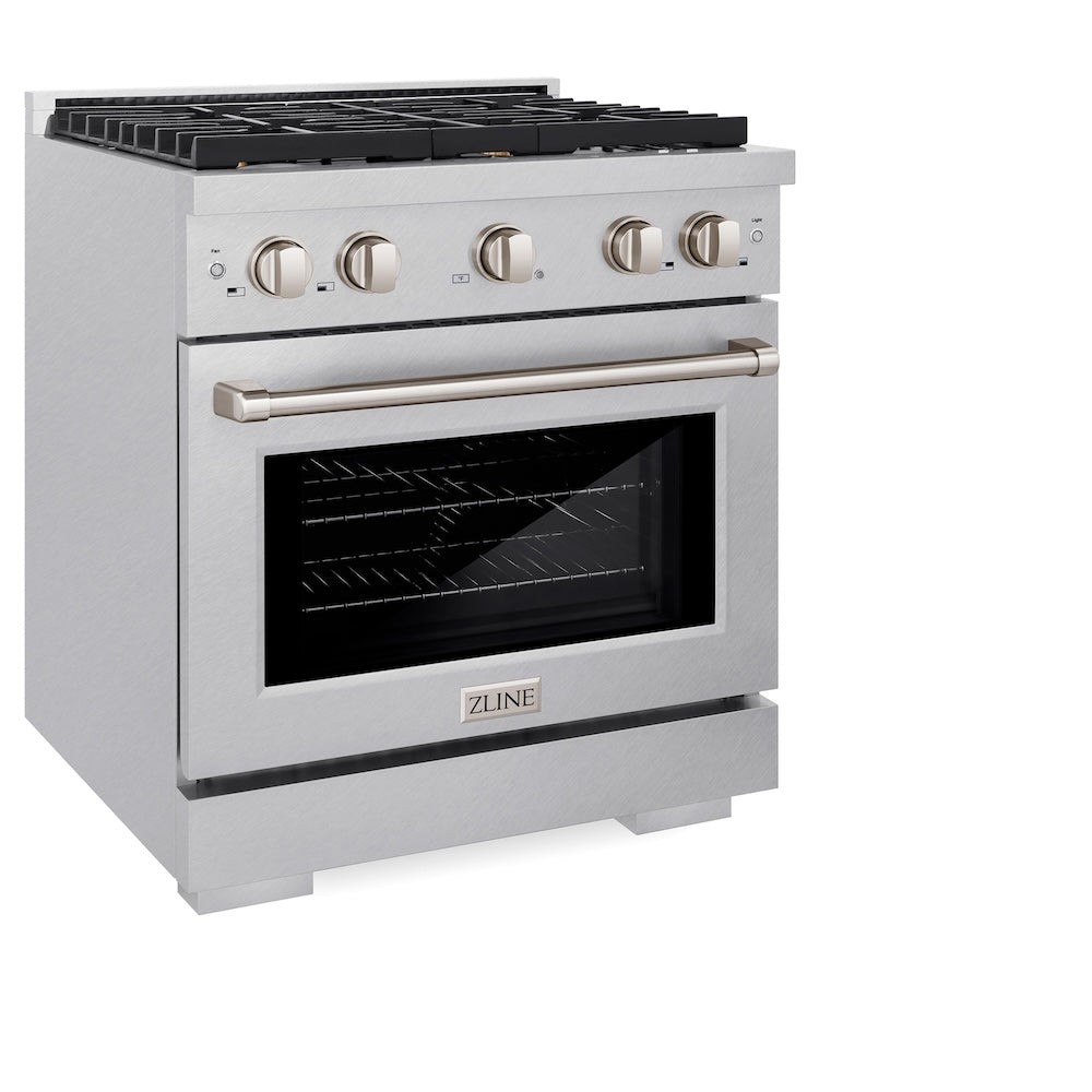 30 In. 4.2 Cu. Ft. Paramount Gas Range With Convection Gas Oven In Satin Stainless Steel With 4 Brass Burners SGRSBR30
