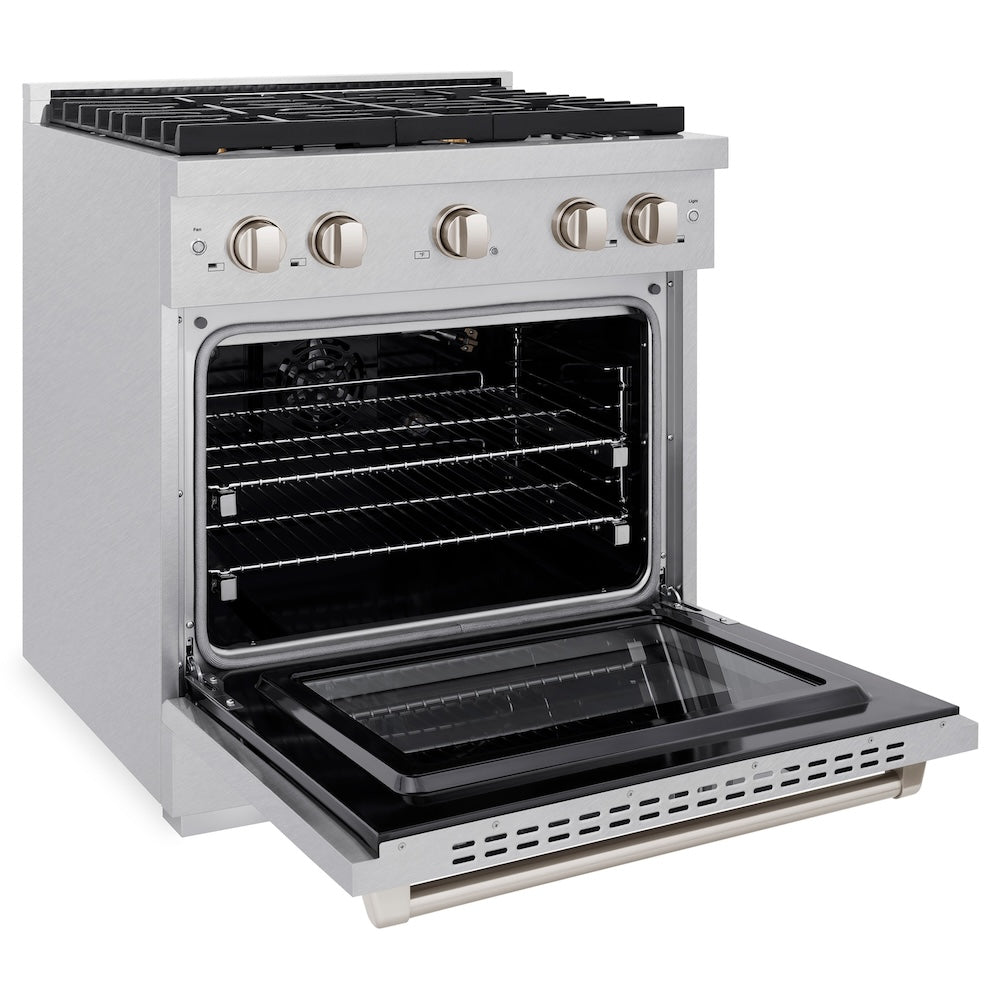 30 In. 4.2 Cu. Ft. Paramount Gas Range With Convection Gas Oven In Satin Stainless Steel With 4 Brass Burners SGRSBR30