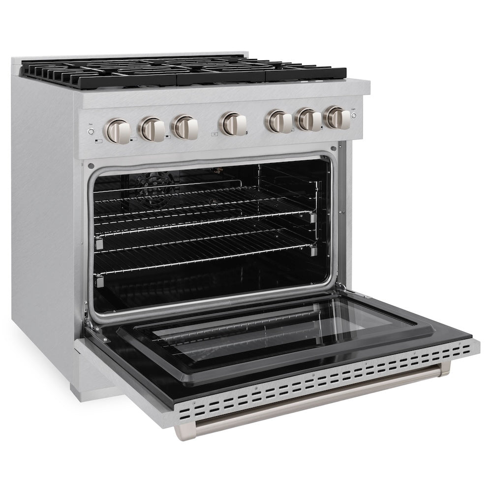 36 In. 5.2 Cu. Ft. Paramount Gas Range With Convection Gas Oven In Satin Stainless Steel With 6 Brass Burners SGRSBR36