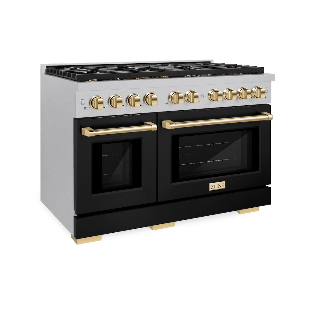 Autograph Edition 48 in. 6.7 cu. ft. 8 Burner Double Oven Gas Range in DuraSnow® SGRSZBLM48G
