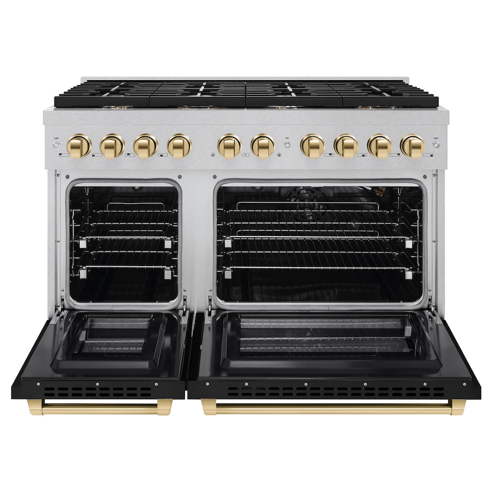 Autograph Edition 48 in. 6.7 cu. ft. 8 Burner Double Oven Gas Range in DuraSnow® SGRSZBLM48G