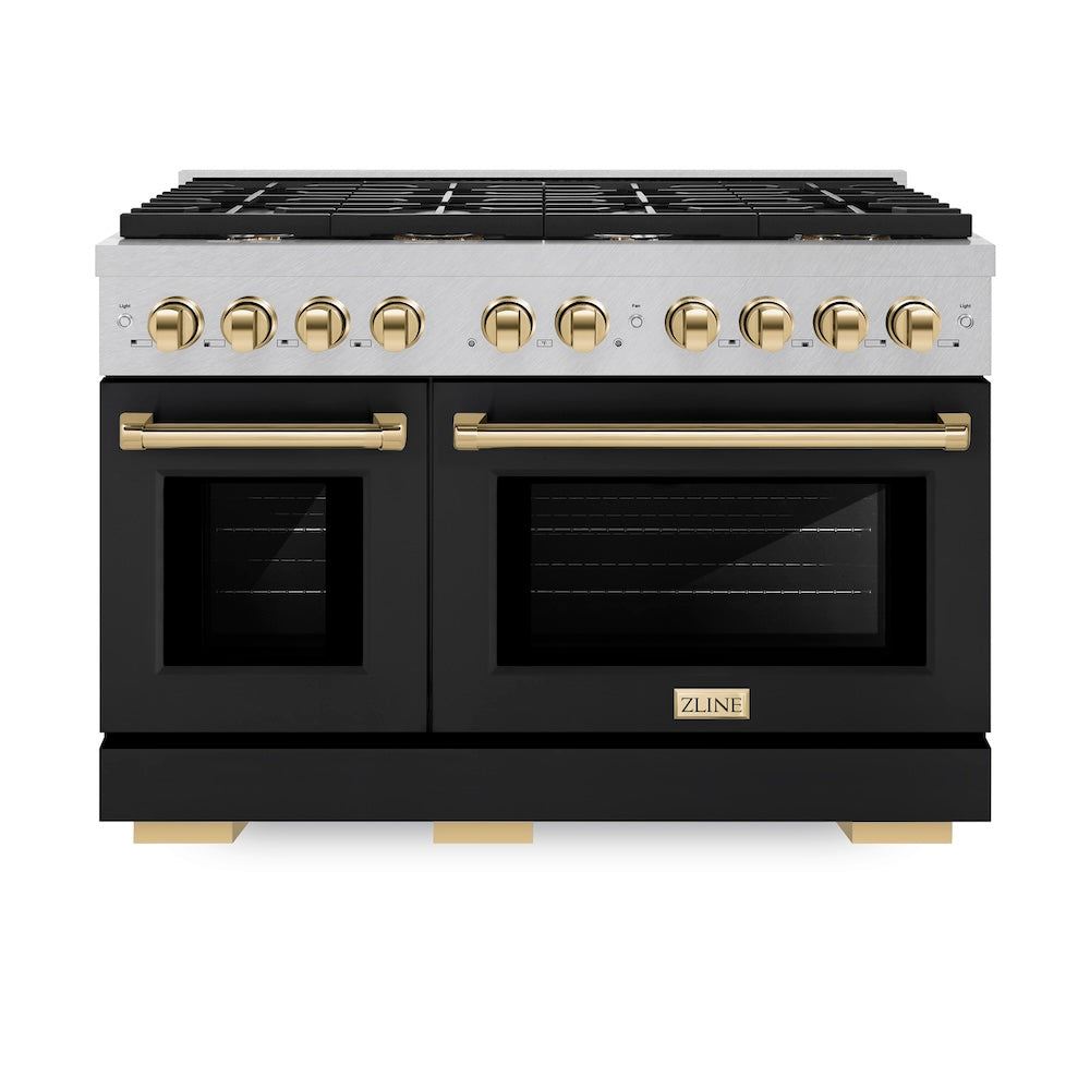 Autograph Edition 48 in. 6.7 cu. ft. 8 Burner Double Oven Gas Range in DuraSnow® SGRSZBLM48G