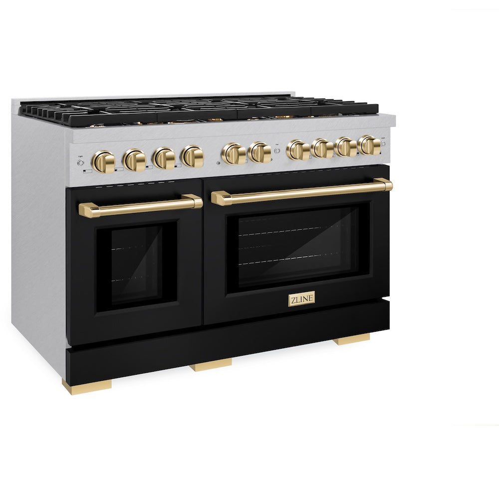 Autograph Edition 48 in. 6.7 cu. ft. 8 Burner Double Oven Gas Range in DuraSnow® SGRSZBLM48G