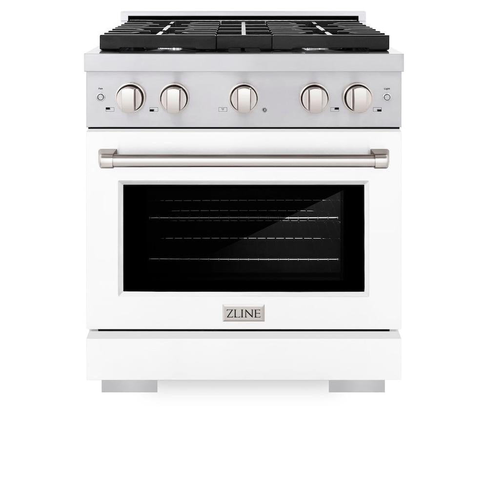 30 In. 4.2 Cu. Ft. Paramount Gas Range With 4 Burner Cooktop And Convection Gas Oven In Stainless Steel With White Matte Door SGRWM30