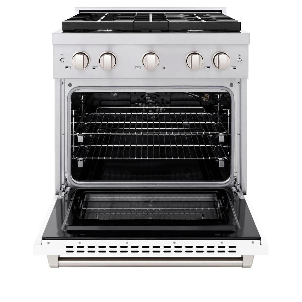 30 In. 4.2 Cu. Ft. Paramount Gas Range With 4 Burner Cooktop And Convection Gas Oven In Stainless Steel With White Matte Door SGRWM30