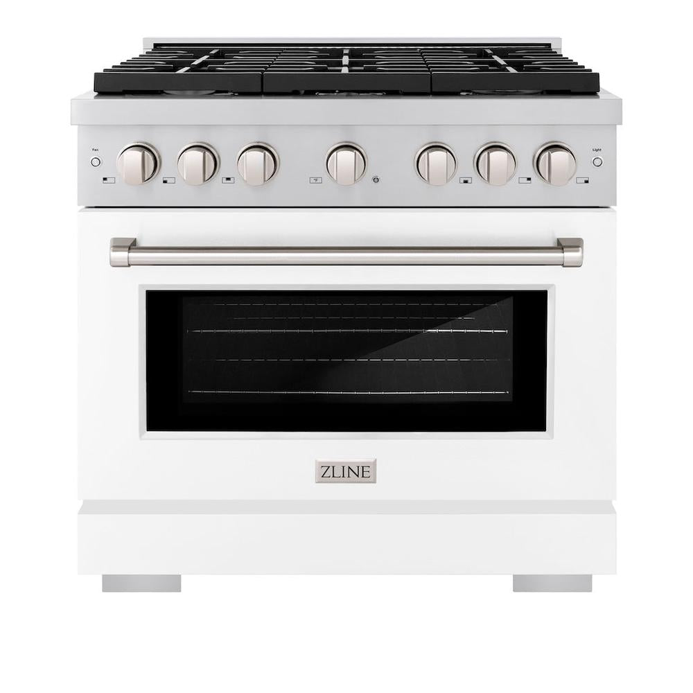 36 In. 5.2 Cu. Ft. Paramount Gas Range With 6 Burner Cooktop And Convection Gas Oven In Stainless Steel With White Matte Door SGRWM36