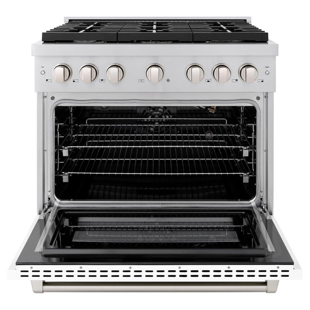 36 In. 5.2 Cu. Ft. Paramount Gas Range With 6 Burner Cooktop And Convection Gas Oven In Stainless Steel With White Matte Door SGRWM36