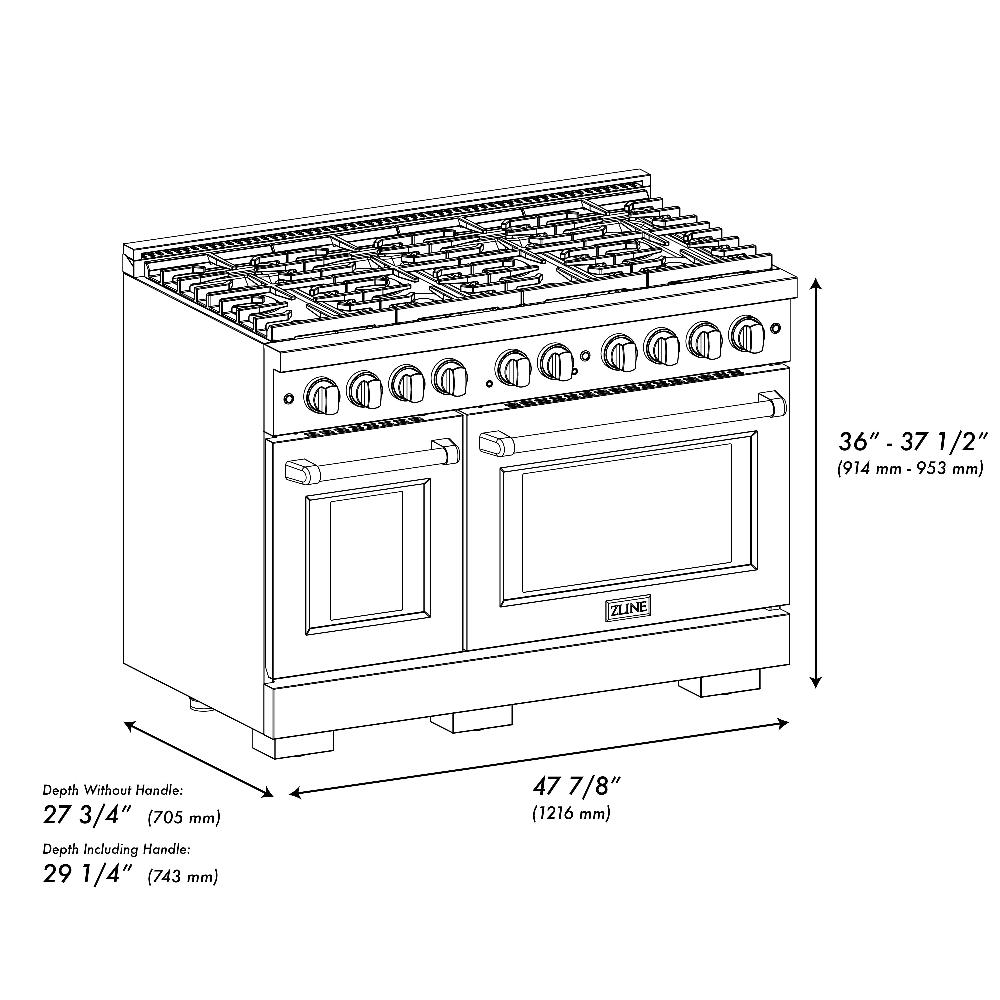 Autograph Edition 48 In. 6.7 Cu. Ft. Paramount Double Oven Gas Range With 8 Burner Cooktop In Stainless Steel With White Matte Doors And Matte Black Accents SGRZWM48MB
