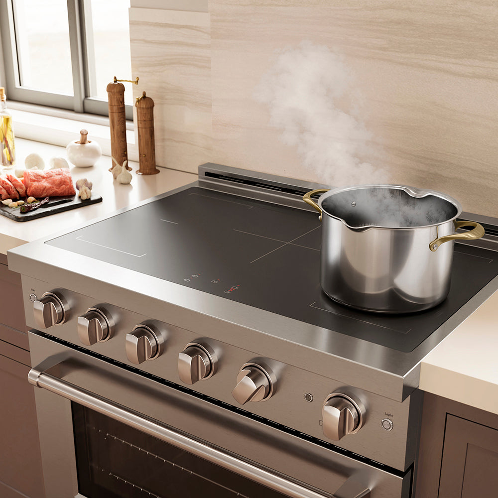 36 In. 5.2 Cu. Ft. Paramount Induction Range With 5 Element Cooktop And Electric Convection Oven In Stainless Steel SINR36