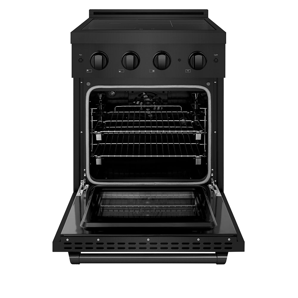 24 In. 3.2 Cu. Ft. Paramount Induction Range With 3 Element Cooktop And Electric Convection Oven In Black Stainless Steel SINRB24