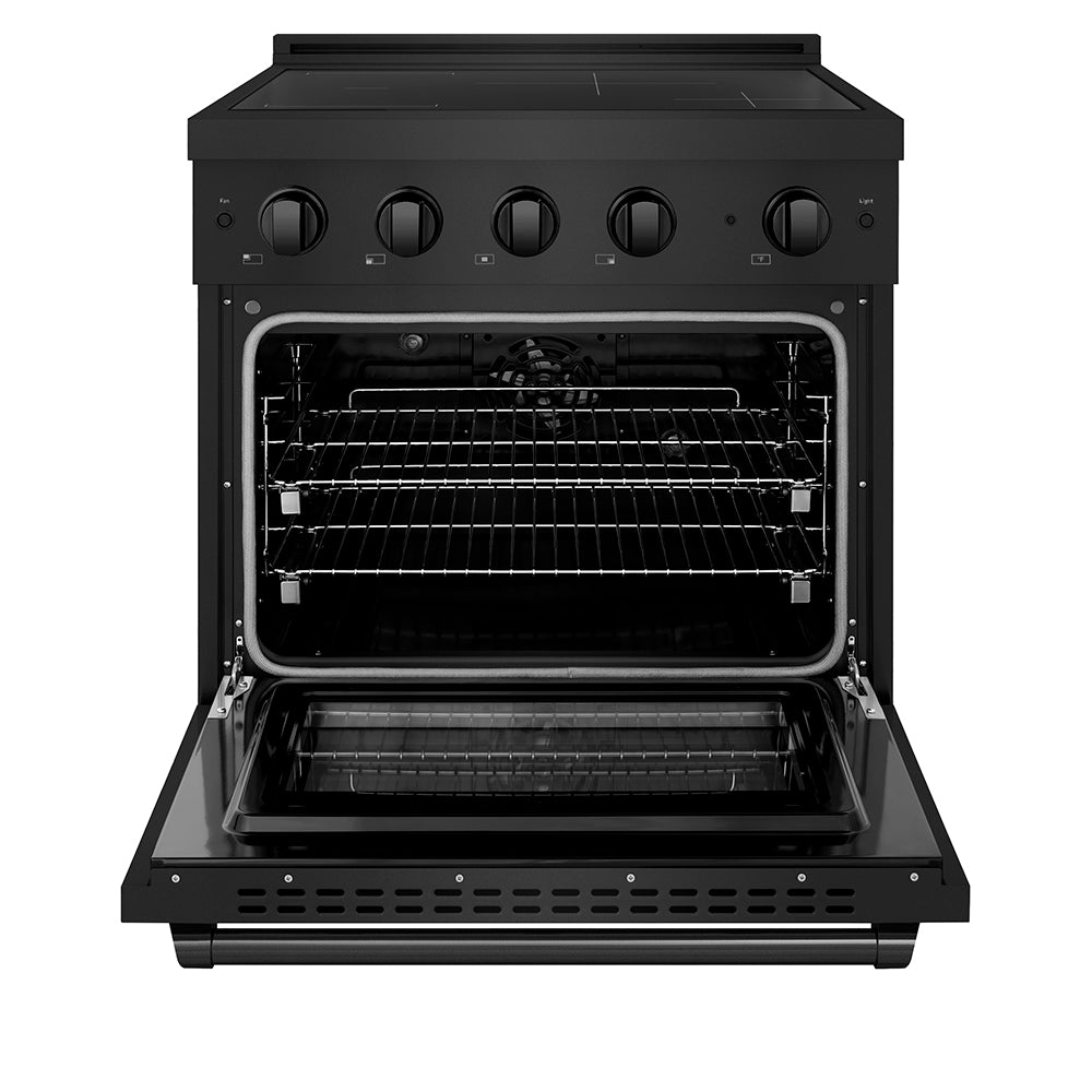 30 In. 4.2 Cu. Ft. Paramount Induction Range With 4 Element Cooktop And Electric Convection Oven In Black Stainless Steel SINRB30