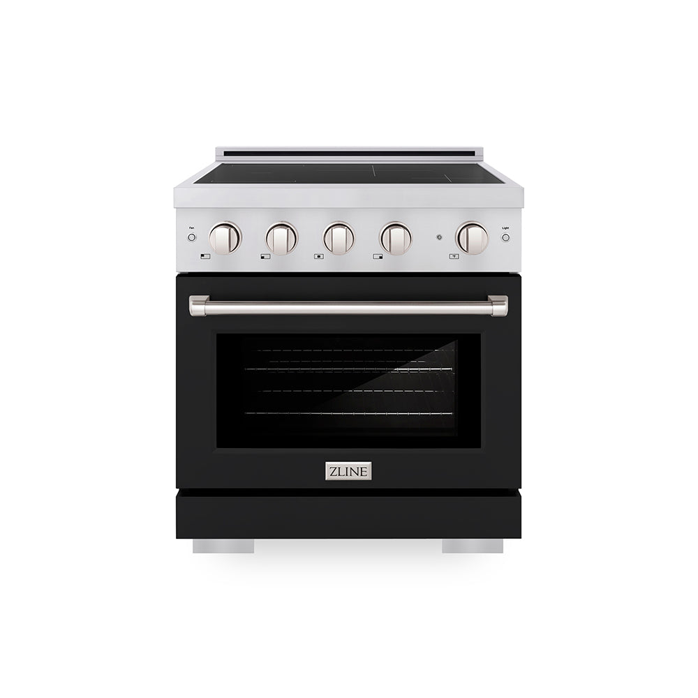 30 In. 4.2 Cu. Ft. Paramount Induction Range With 4 Element Cooktop And Electric Convection Oven In Stainless Steel With Black Matte Door SINRBLM30