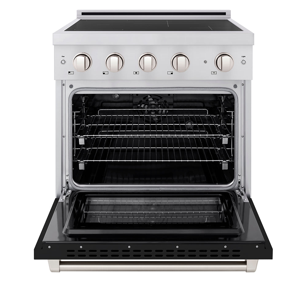30 In. 4.2 Cu. Ft. Paramount Induction Range With 4 Element Cooktop And Electric Convection Oven In Stainless Steel With Black Matte Door SINRBLM30