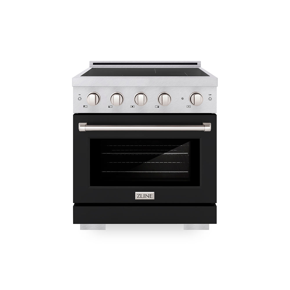 30 In. 4.2 Cu. Ft. Paramount Induction Range With 4 Element Cooktop And Electric Convection Oven In Satin Stainless Steel With Black Matte Door SINRSBLM30