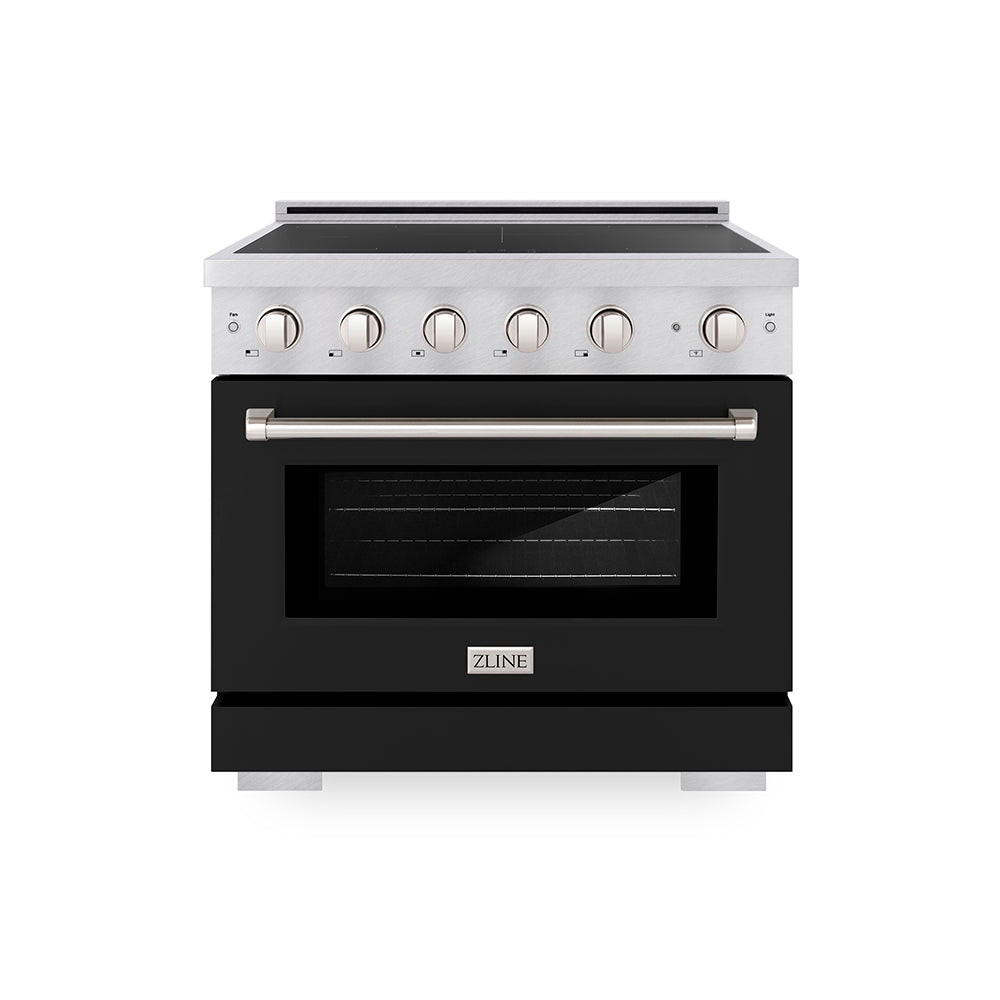 36 In. 5.2 Cu. Ft. Paramount Induction Range With 5 Element Cooktop And Electric Convection Oven In Satin Stainless Steel With Black Matte Door SINRSBLM36