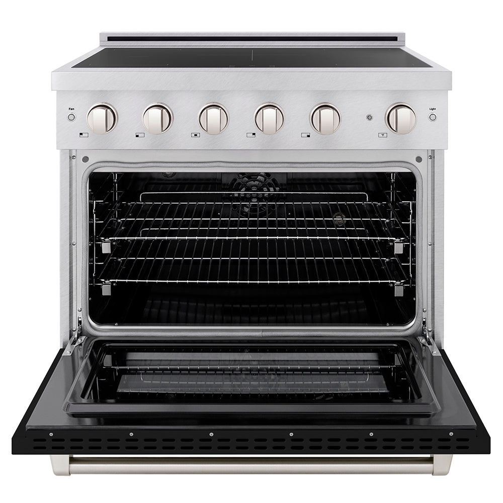 36 In. 5.2 Cu. Ft. Paramount Induction Range With 5 Element Cooktop And Electric Convection Oven In Satin Stainless Steel With Black Matte Door SINRSBLM36