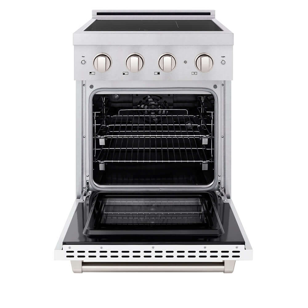 24 In. 3.2 Cu. Ft. Paramount Induction Range With 3 Element Cooktop And Electric Convection Oven In Satin Stainless Steel With White Matte Door SINRSWM24