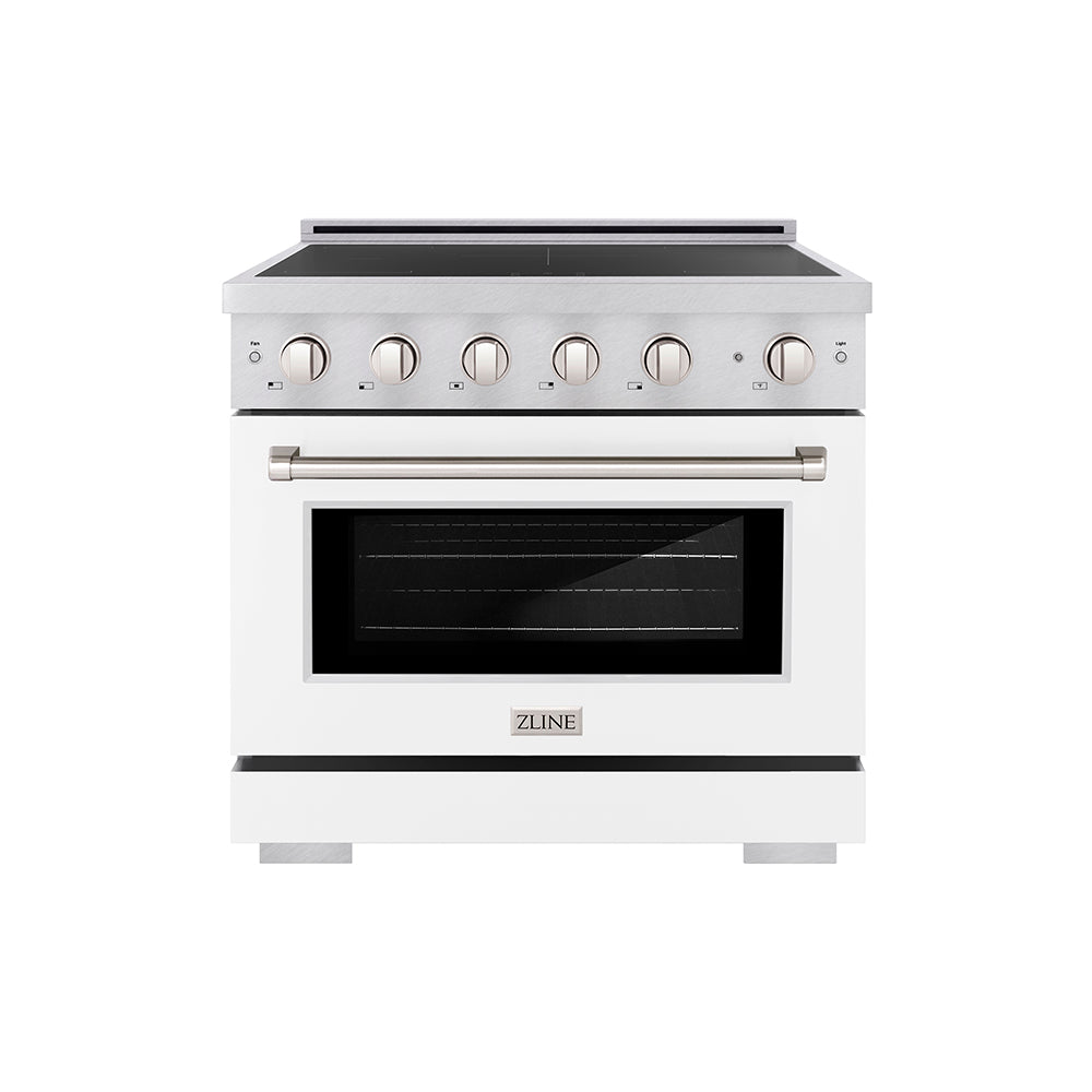36 In. 5.2 Cu. Ft. Paramount Induction Range With 5 Element Cooktop And Electric Convection Oven In Satin Stainless Steel With White Matte Door SINRSWM36