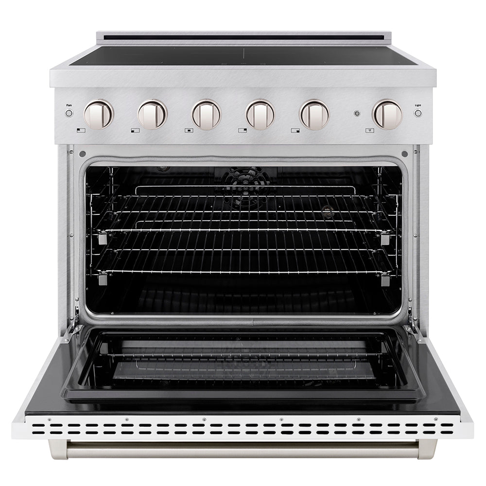 36 In. 5.2 Cu. Ft. Paramount Induction Range With 5 Element Cooktop And Electric Convection Oven In Satin Stainless Steel With White Matte Door SINRSWM36