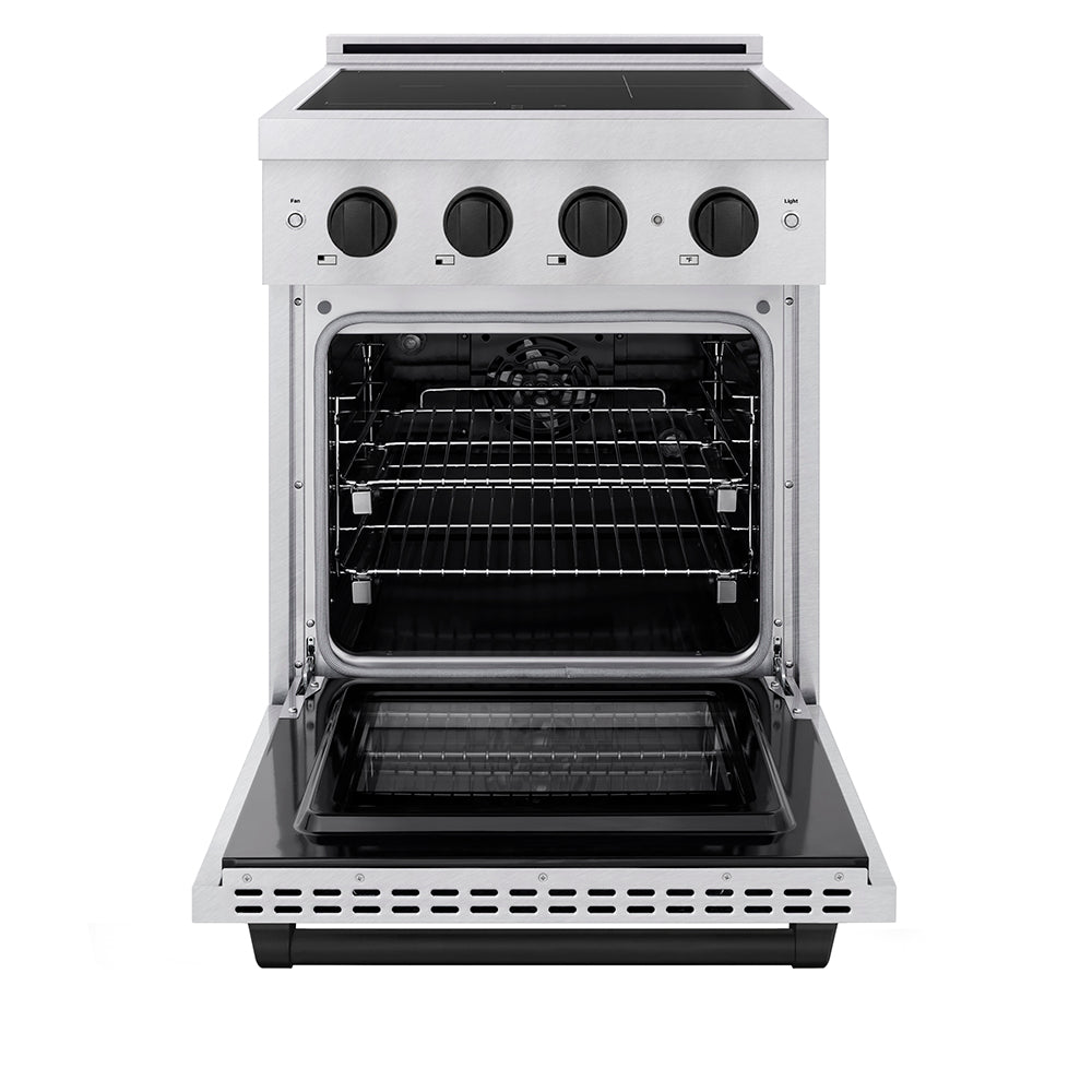 Autograph Edition 24 In. 3.2 Cu. Ft. Paramount Induction Range With 3 Element Cooktop And Electric Convection Oven In Satin Stainless Steel With Matte Black Accents SINRSZ24MB