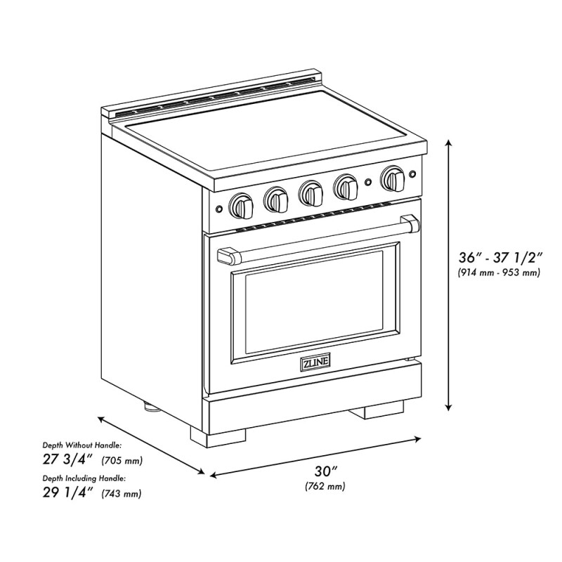 Autograph Edition 30 In. 4.2 Cu. Ft. Paramount Induction Range With 4 Element Cooktop And Electric Convection Oven In Satin Stainless Steel With Champagne Bronze Accents SINRSZ30CB