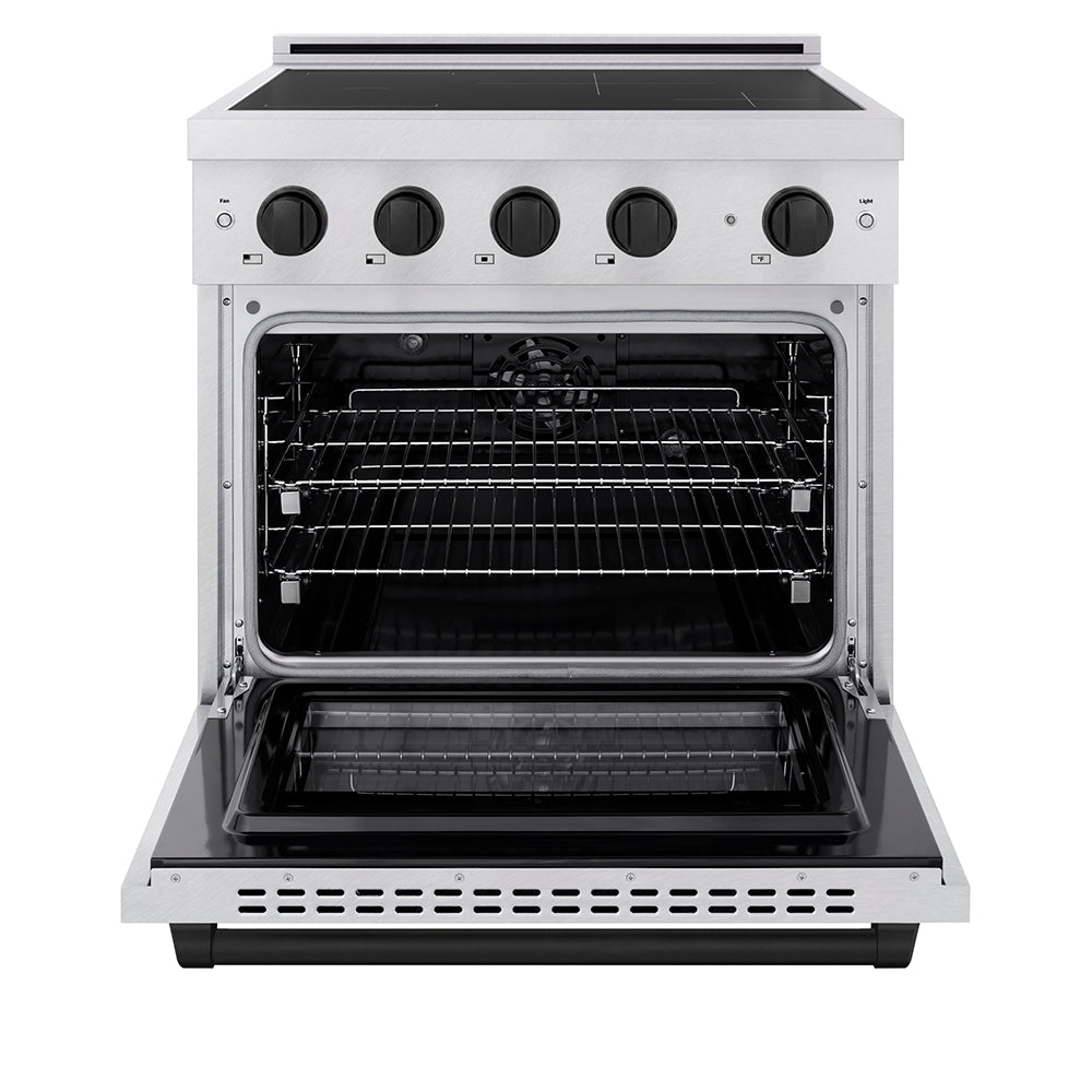 Autograph Edition 30 In. 4.2 Cu. Ft. Paramount Induction Range With 4 Element Cooktop And Electric Convection Oven In Satin Stainless Steel With Matte Black Accents SINRSZ30MB