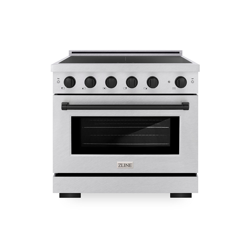 Autograph Edition 36 In. 5.2 Cu. Ft. Paramount Induction Range With 5 Element Cooktop And Electric Convection Oven In Satin Stainless Steel With Matte Black Accents SINRSZ36MB