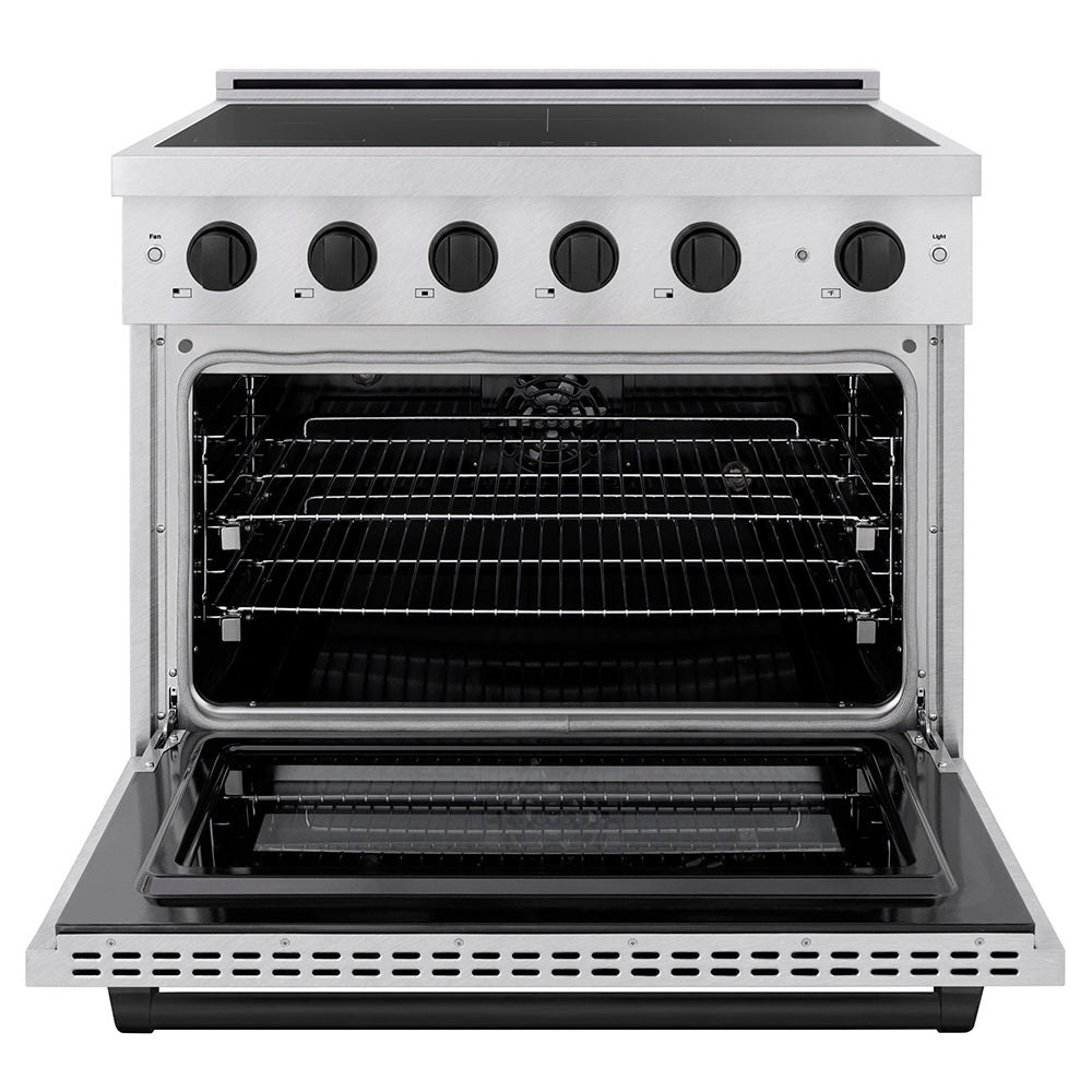 Autograph Edition 36 In. 5.2 Cu. Ft. Paramount Induction Range With 5 Element Cooktop And Electric Convection Oven In Satin Stainless Steel With Matte Black Accents SINRSZ36MB