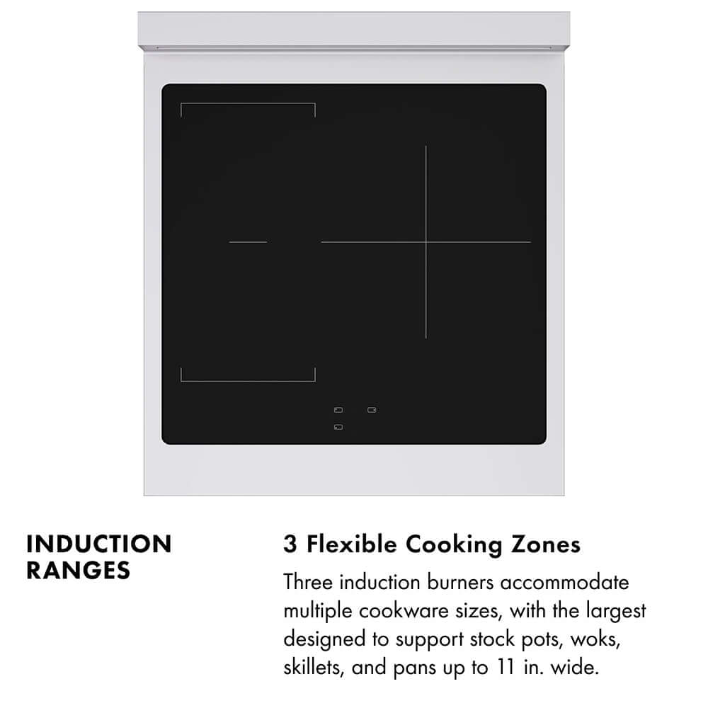 Autograph Edition 24 In. 3.2 Cu. Ft. Paramount Induction Range With 3 Element Cooktop And Electric Convection Oven In Satin Stainless Steel With White Matte Door And Polished Gold Accents SINRSZWM24G