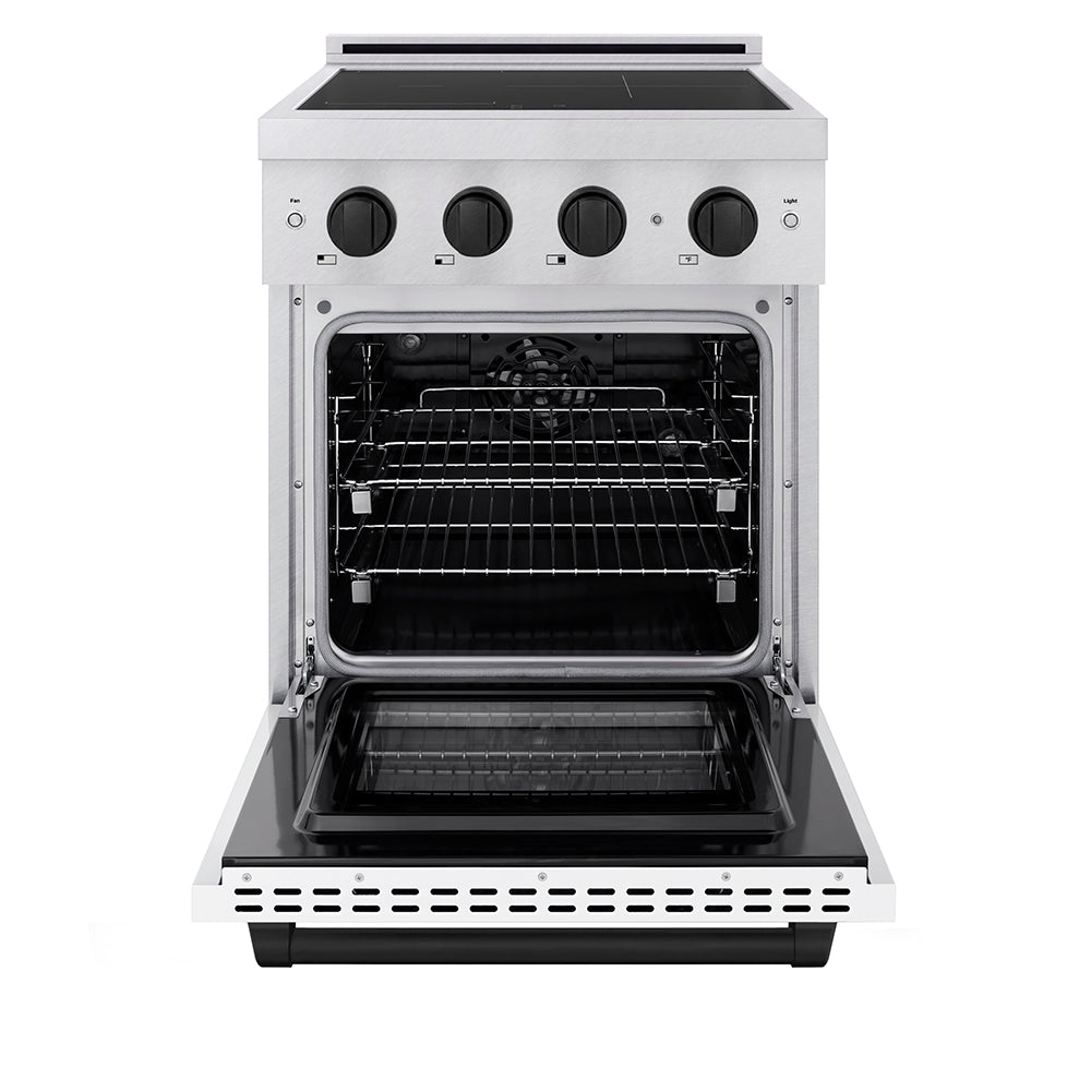 Autograph Edition 24 In. 3.2 Cu. Ft. Paramount Induction Range With 3 Element Cooktop And Electric Convection Oven In Satin Stainless Steel With White Matte Door And Matte Black Accents SINRSZWM24MB
