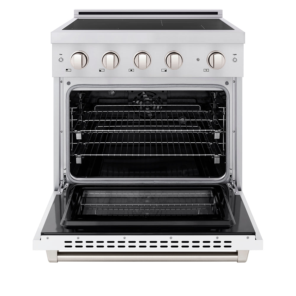 30 In. 4.2 Cu. Ft. Paramount Induction Range With 4 Element Cooktop And Electric Convection Oven In Stainless Steel With White Matte Door SINRWM30