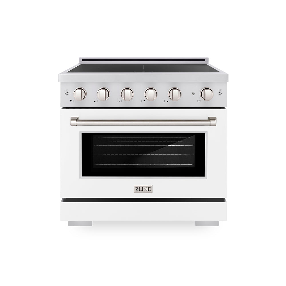 36 In. 5.2 Cu. Ft. Paramount Induction Range With 5 Element Cooktop And Electric Convection Oven In Stainless Steel With White Matte Door SINRWM36