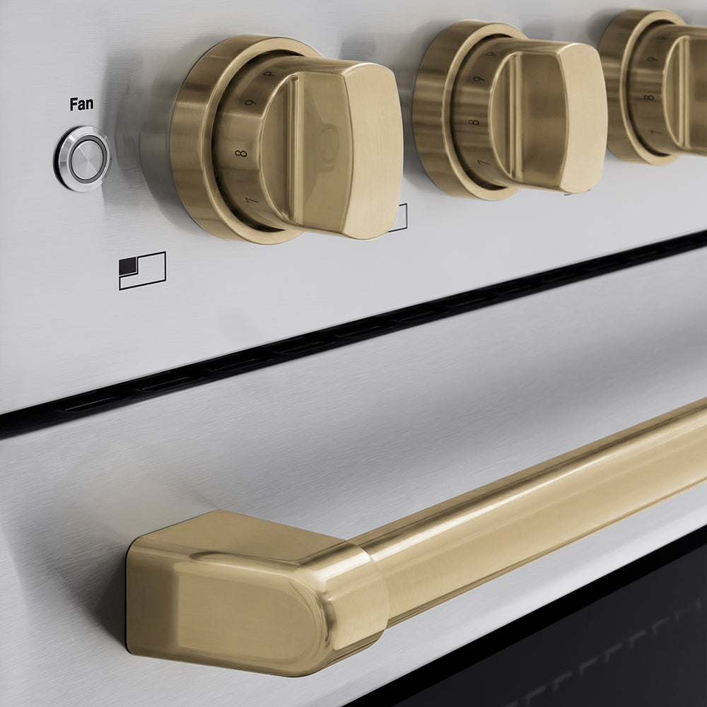 Autograph Edition 24 In. 3.2 Cu. Ft. Paramount Induction Range With 3 Element Cooktop And Electric Convection Oven In Stainless Steel With Champagne Bronze Accents SINRZ24CB
