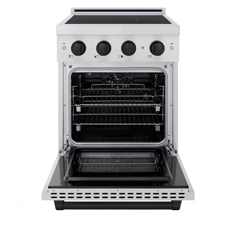 Autograph Edition 24 In. 3.2 Cu. Ft. Paramount Induction Range With 3 Element Cooktop And Electric Convection Oven In Stainless Steel With Matte Black Accents SINRZ24MB