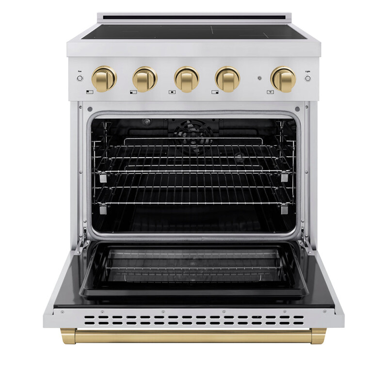 Autograph Edition 30 In. 4.2 Cu. Ft. Paramount Induction Range With 4 Element Cooktop And Electric Convection Oven In Stainless Steel With Champagne Bronze Accents SINRZ30CB