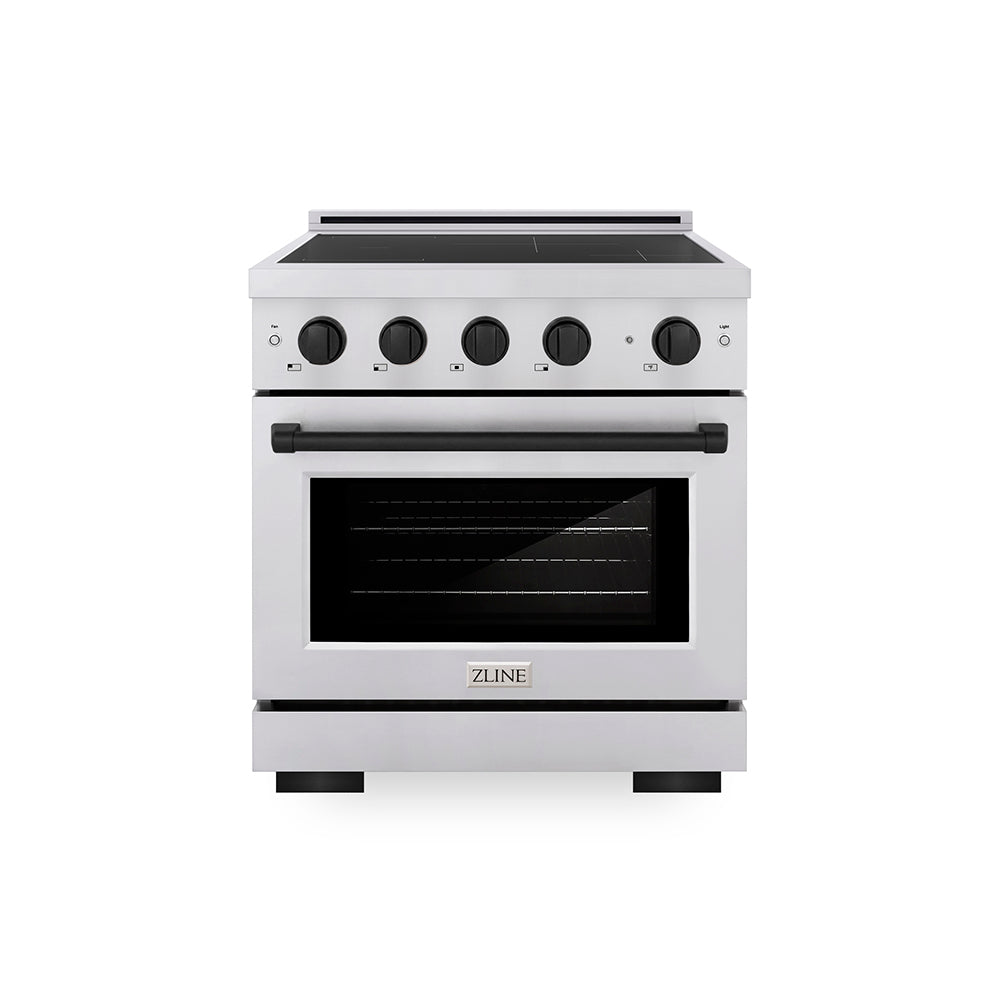 Autograph Edition 30 In. 4.2 Cu. Ft. Paramount Induction Range With 4 Element Cooktop And Electric Convection Oven In Stainless Steel With Matte Black Accents SINRZ30MB