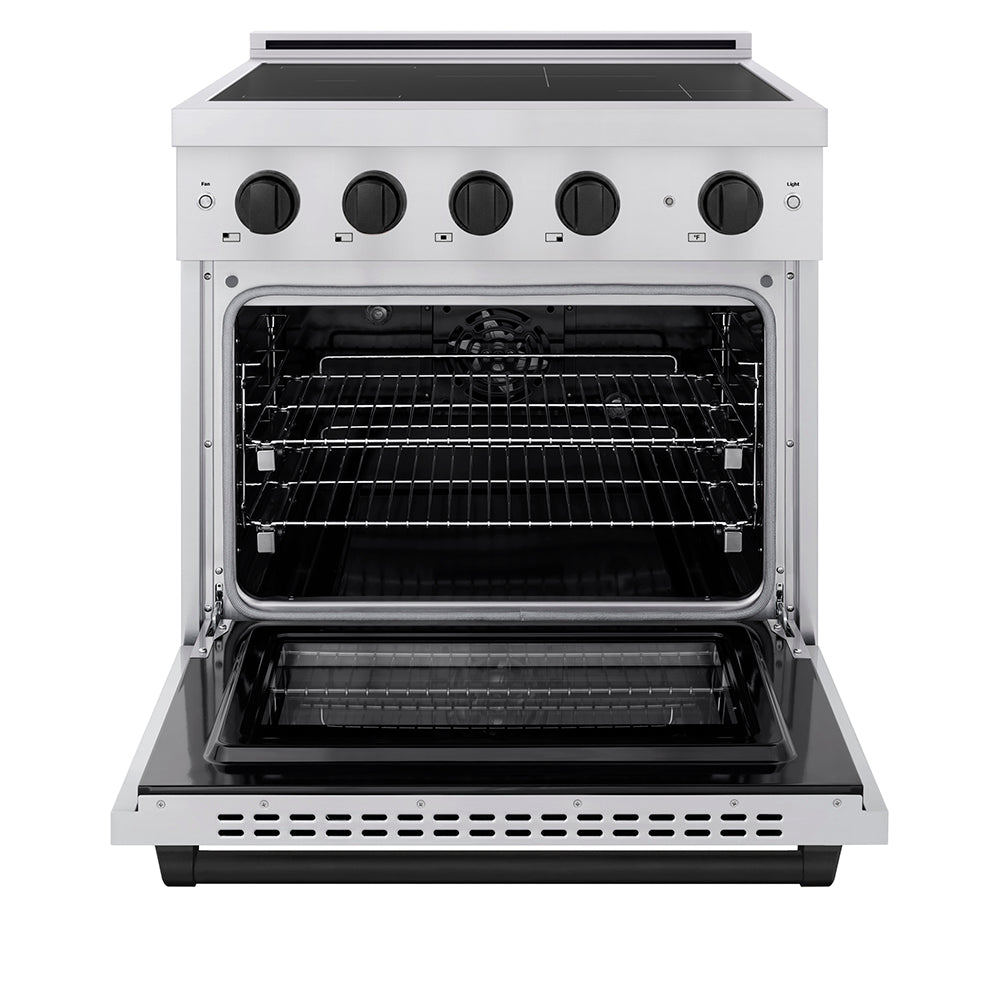Autograph Edition 30 In. 4.2 Cu. Ft. Paramount Induction Range With 4 Element Cooktop And Electric Convection Oven In Stainless Steel With Matte Black Accents SINRZ30MB