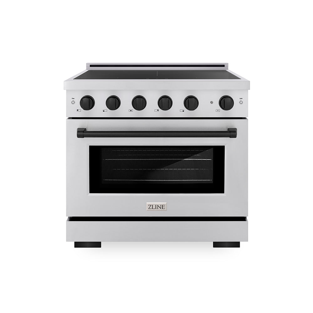 Autograph Edition 36 In. 5.2 Cu. Ft. Paramount Induction Range With 5 Element Cooktop And Electric Convection Oven In Stainless Steel With Matte Black Accents SINRZ36MB