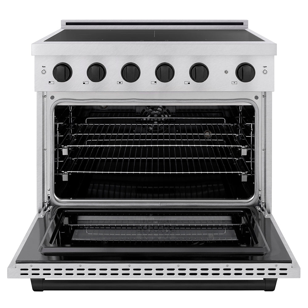 Autograph Edition 36 In. 5.2 Cu. Ft. Paramount Induction Range With 5 Element Cooktop And Electric Convection Oven In Stainless Steel With Matte Black Accents SINRZ36MB