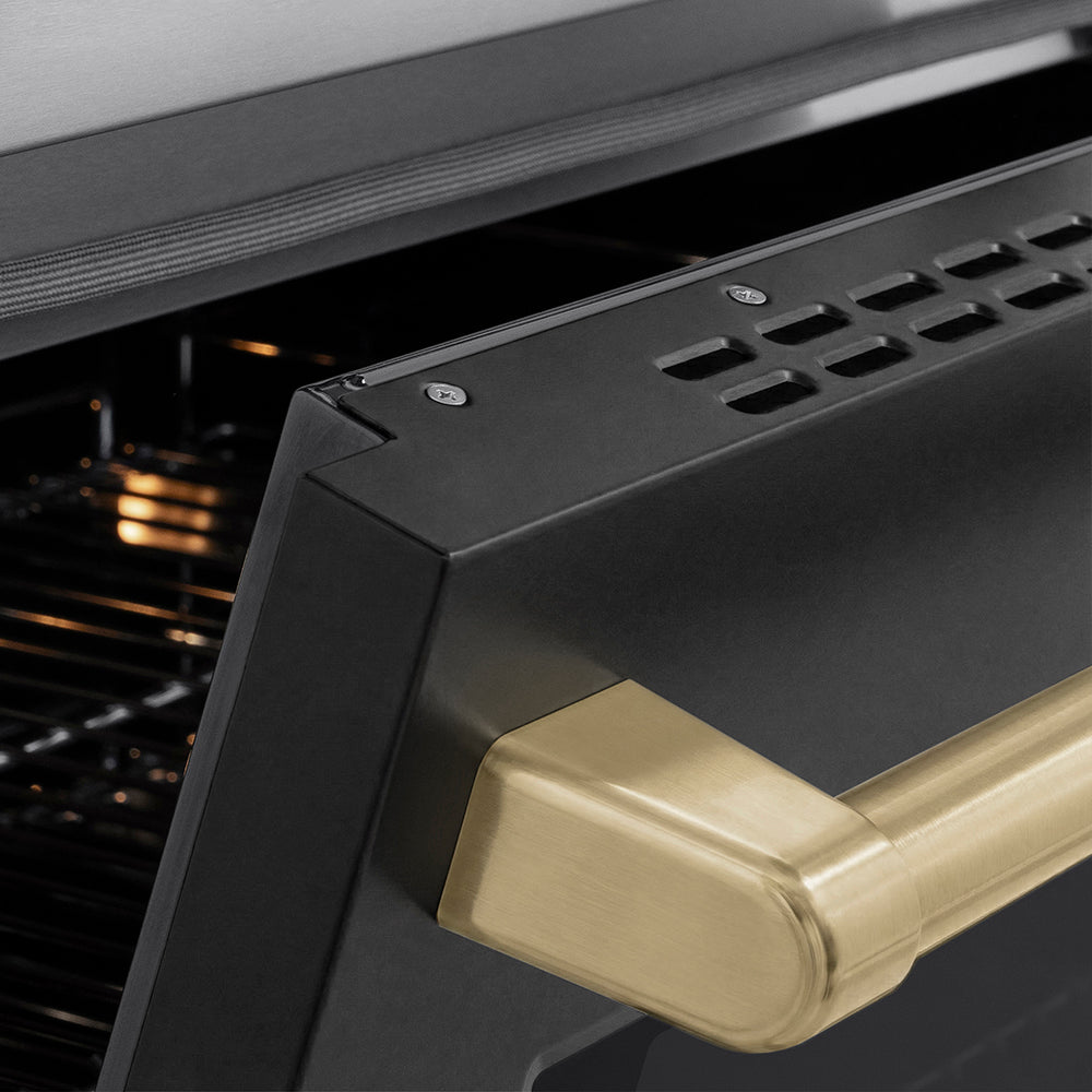 Autograph Edition 36 In. 5.2 Cu. Ft. Paramount Induction Range With 5 Element Cooktop And Electric Convection Oven In Stainless Steel With Black Matte Door And Champagne Bronze Accents SINRZBLM36CB