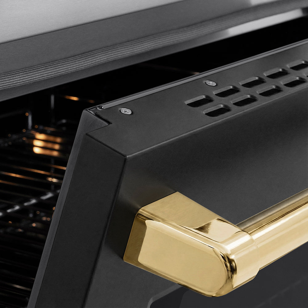 Autograph Edition 36 In. 5.2 Cu. Ft. Paramount Induction Range With 5 Element Cooktop And Electric Convection Oven In Stainless Steel With Black Matte Door And Polished Gold Accents SINRZBLM36G