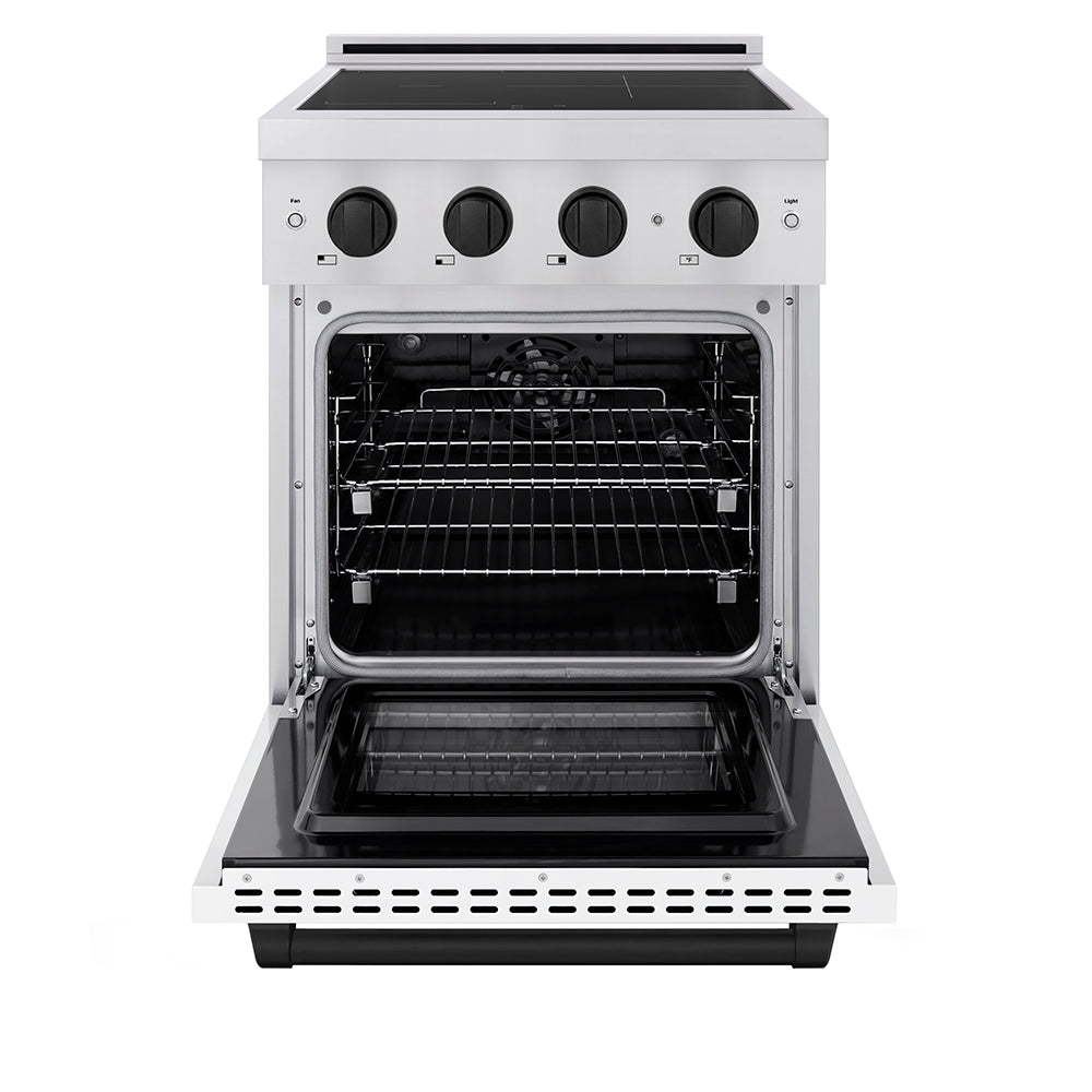 Autograph Edition 24 In. 3.2 Cu. Ft. Paramount Induction Range With 3 Element Cooktop And Electric Convection Oven In Stainless Steel With White Matte Door And Matte Black Accents SINRZWM24MB