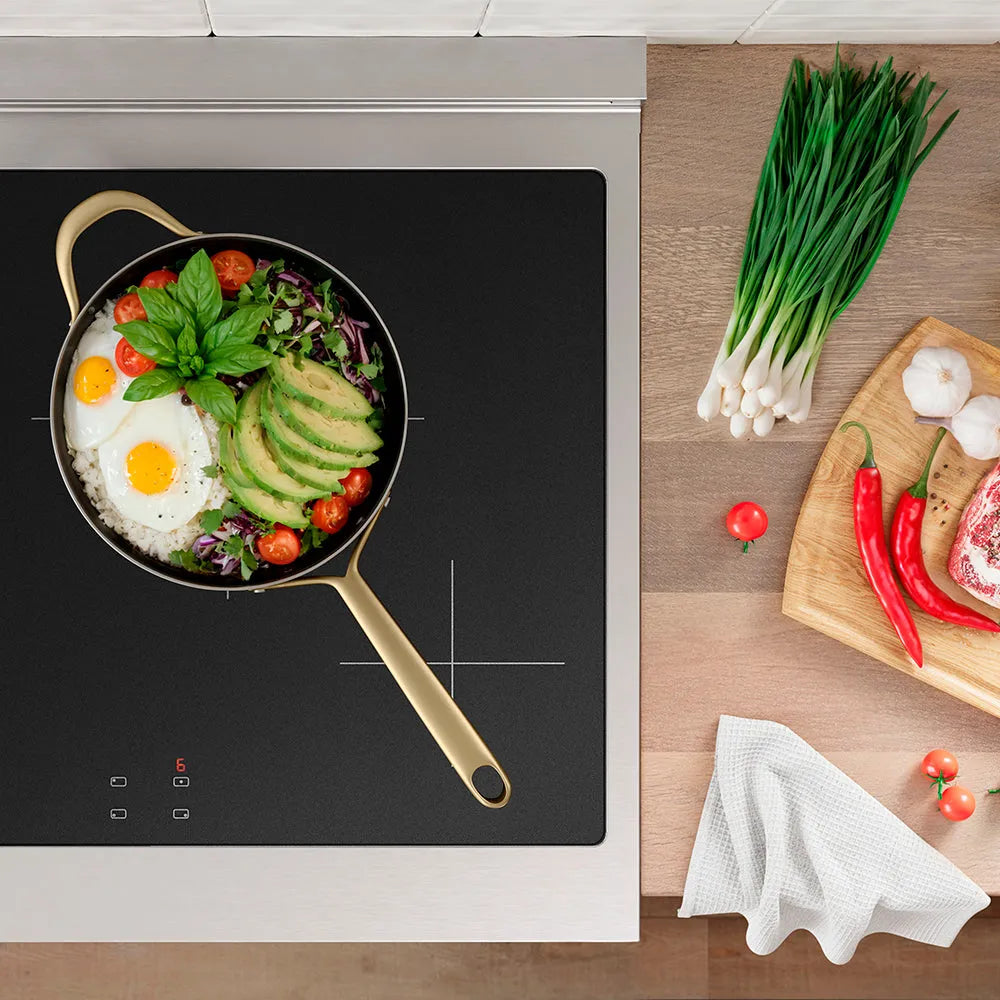 Autograph Edition 30 In. 4.2 Cu. Ft. Paramount Induction Range With 4 Element Cooktop And Electric Convection Oven In Stainless Steel With White Matte Door And Champagne Bronze Accents SINRZWM30CB
