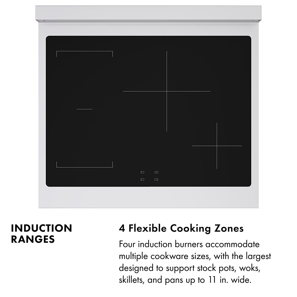 Autograph Edition 30 In. 4.2 Cu. Ft. Paramount Induction Range With 4 Element Cooktop And Electric Convection Oven In Stainless Steel With White Matte Door And Polished Gold Accents SINRZWM30G
